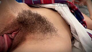 stepdad rams stepdaughter's hairy dripping cunt up close risky style