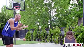 Shy petite teen Sia Wood deepthroats fucks to join basketball team