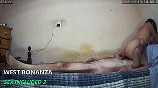 bartender bends latina over for doggystyle double cumshot quickie