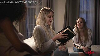 Blonde fingers wet ebony pussy in Allherluv Stars Pt 4!