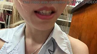 Asian Bookworm Fingers Pussy Masturbating Beside Library Reader!