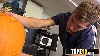 Stepmom's huge tits fucked hard pre halloween