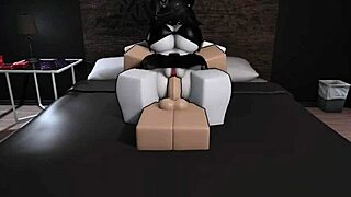 Busty Goth Friend Rides Cock in Roblox Fuck Fest