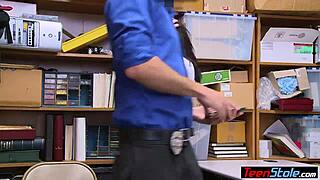 chubby teen shoplifter bends for mall cop's sneaky punishment