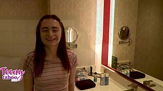 stepdad pumps creampie deep in petite 18yo reese robbins pussy!