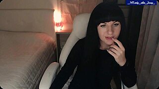 mlady jessy strips in lingerie teases perky small 18+ tits fingers clit pussy to creamy orgasm