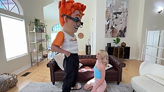 blonde bimbo beverly slurps big cock on casting couch