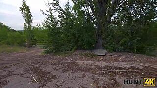 hunt4k slutty brunette bends for strangers hardcore anal pounding