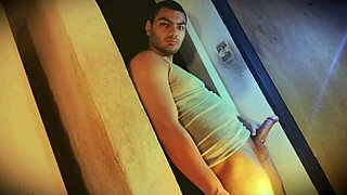 oh god... this muscular stud's massive cock grinds sexy against the wall