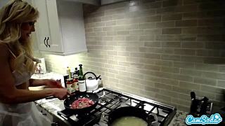 brandi love cooks in sexy lingerie kitchen show