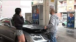 Gas Station Attendant's Big Cock Sucked Before Destroying Wet Pussy