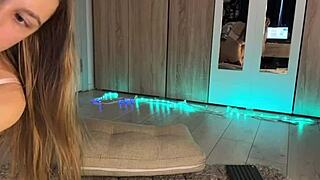 blonde teen 18+ slips tail anal plug in on webcam, big tits jiggle as pussy drips wet