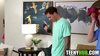 harley love's upskirt tease turns into horny stepbros threesome pounding