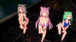 Join R-18 hololive mmd pop swimsuit dance with bikini babes!