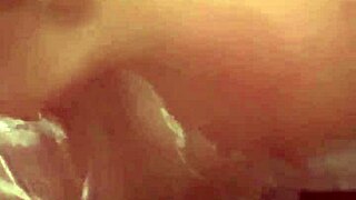 Cum Blasts Big Tits After Shower Blowjob!