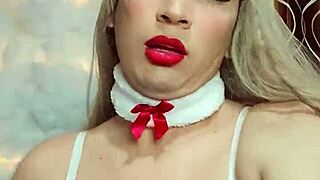 Transexual jalandonpolla strokes huge cock in sexy crossdressing disguise