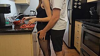 Petite Stepsis Fucked Hard In Kitchen Dress
