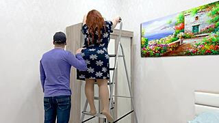 stepmom lets horny stepson fuck her fat ass after he helps out around house