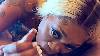 ohh my pretty ebony face luvs suckin this sloppy bbc deepthroat gaggin cum!