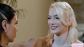 blonde babe licks asian stepmom pussy with girlfriend watching