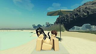 Fucking Roblox Catgirl Hard Before Creampie at Beach
