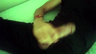 horny skinny college teen in underwear moans jerking huge black cock post workout cum