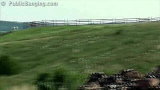 Cute Petite 18+ Teen Takes Two Big Dicks Outdoors