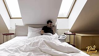 Skinny brunette Kira Queen gets ass licked and fucked hard by stepson