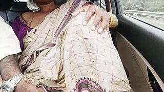 Saree aunty's big boobs bounce in dirty son-in-law fuck