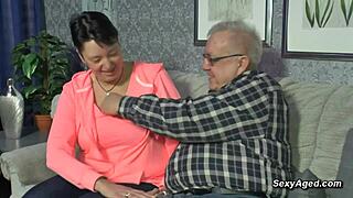 Amateur German MILF Couple FUCKS Passionately on Couch with Big Tits Bouncing!