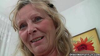 Photographer Fingers Big Titted Granny Stockings Pulled Aside In Teasing Session