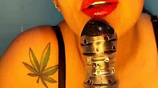 i'm horny colombian stuffing dildo deep in shower pussy