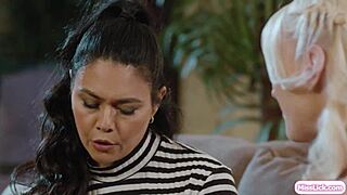 blonde babe licks asian stepmom pussy with girlfriend watching