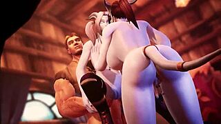 Tails of Azeroth: Blue Draenei Threesome Anal Assfucking Action