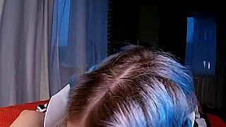 neon haired glasses doll learns anal creampie lesson up close pov