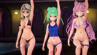 Join R-18 hololive mmd pop swimsuit dance with bikini babes!