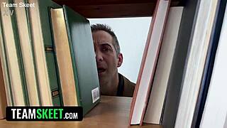 naughty classroom teacher scissoring teens in fishnets and thongs