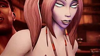 Tails of Azeroth: Blue Draenei Threesome Anal Assfucking Action