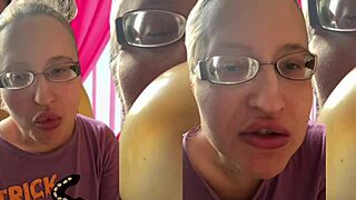 kinky glasses girl chews asmr bubble gum fetish listen close headphones