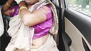 Saree aunty's big boobs bounce in dirty son-in-law fuck