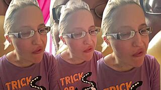 kinky glasses girl chews asmr bubble gum fetish listen close headphones