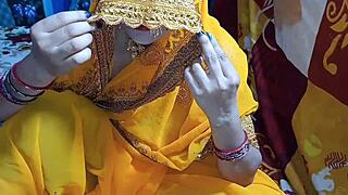 newlywed indian wife takes creampie doggystyle in marital bedroom