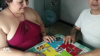StepMom and Horny Stepson Play Parquets, End Up Fucking Hard and Cumming Together
