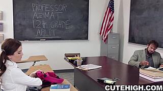 Bubbly Brunette Teen Pounds Teacher's Cock Hardcore Style