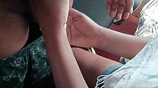 Petite ebony girlfriend strokes boyfriend's massive black cock