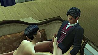 what's mom-in-law doing riding son's cock on sofa?