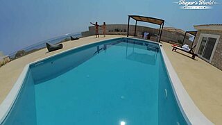 holiday quickie backstage with blonde's big pussy fisting and gaping