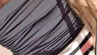 i found this pretty spot outside the shop to rub my pussy till squirt