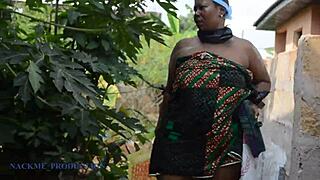 Chubby bbw wife in costume gets missionary fucked by stranger pulling trash