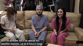 Nurse Blaire Celeste's Cheerleader Feet and Pussy Tease Patient in Exam Room